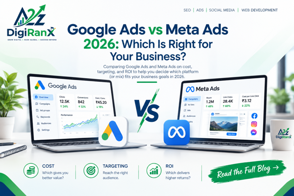 Google Ads vs Meta Ads: Compare cost, targeting, and ROI to choose the right advertising platform for your business in 2026.